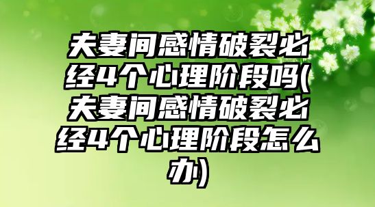 夫妻間感情破裂必經4個心理階段嗎(夫妻間感情破裂必經4個心理階段怎么辦)