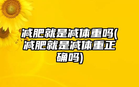 減肥就是減體重嗎(減肥就是減體重正確嗎)