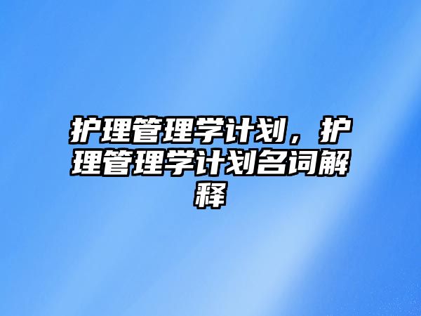 護(hù)理管理學(xué)計劃，護(hù)理管理學(xué)計劃名詞解釋