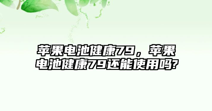 蘋果電池健康79，蘋果電池健康79還能使用嗎?