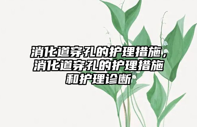 消化道穿孔的護理措施，消化道穿孔的護理措施和護理診斷